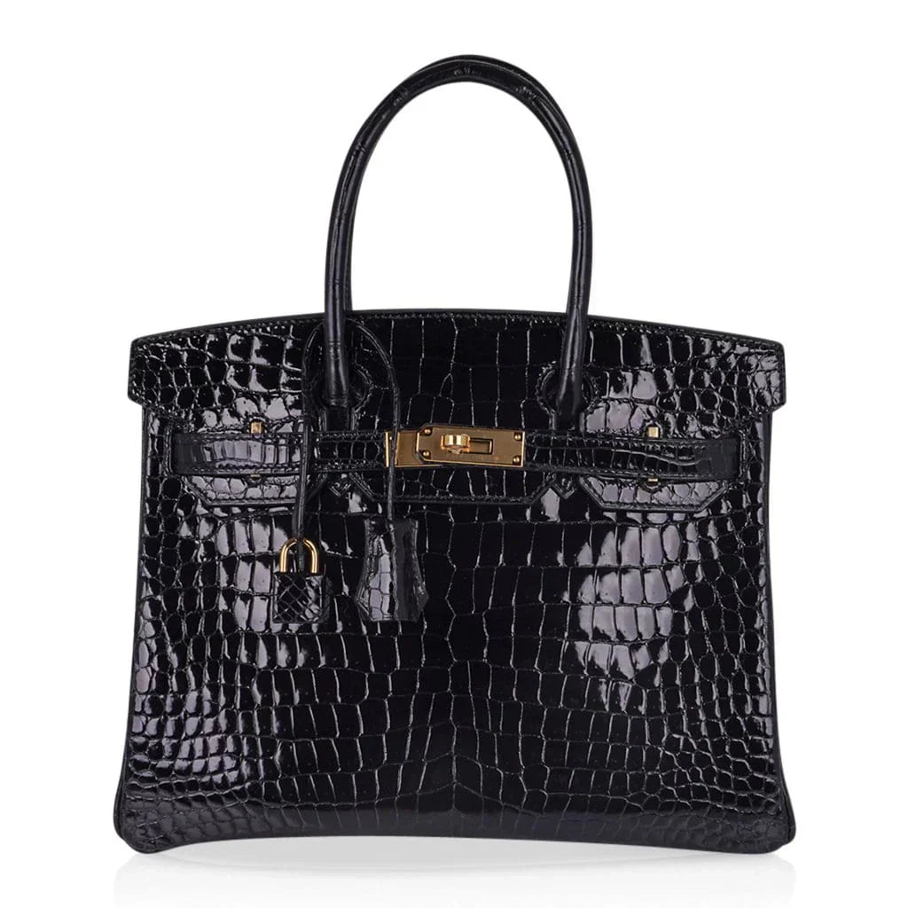 👜Birkin 30 Bag Black Porosus Crocodile with Gold Hardware