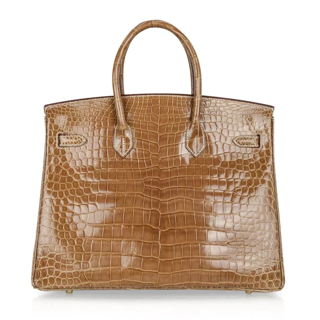 👜Birkin 35 Bag Ficelle Porosus Crocodile Gold Hardware