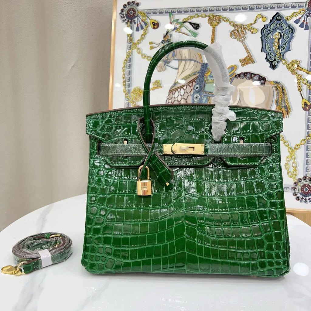 👜Birkin Emerald Shiny Niloticus Crocodile Gold Hardware