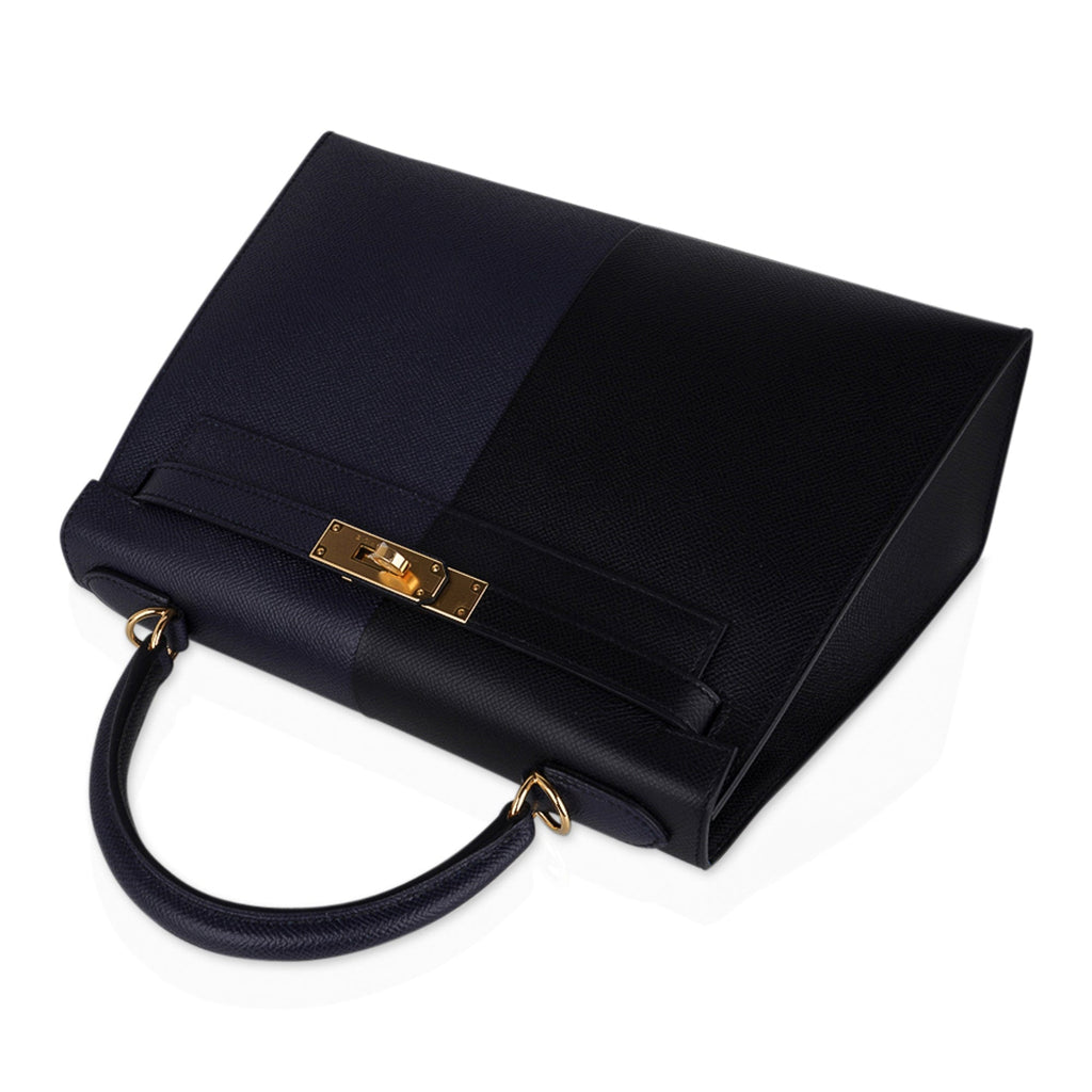 👜Kelly Casaque 28 Bag Black / Bleu Indigo Sellier Limited Edition
