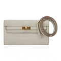 👜Kelly Classique To Go Wallet Beton Matte Alligator Gold Hardware