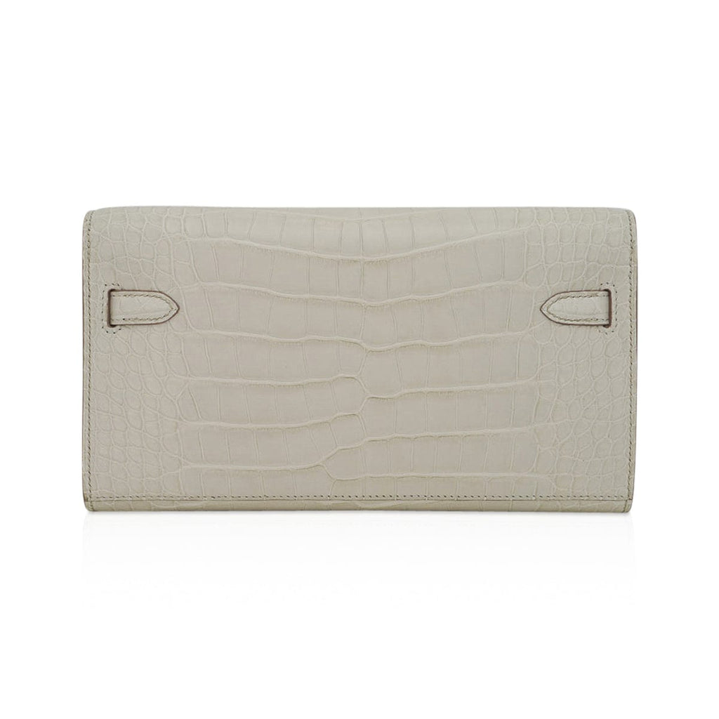 👜Kelly Classique To Go Wallet Beton Matte Alligator Gold Hardware