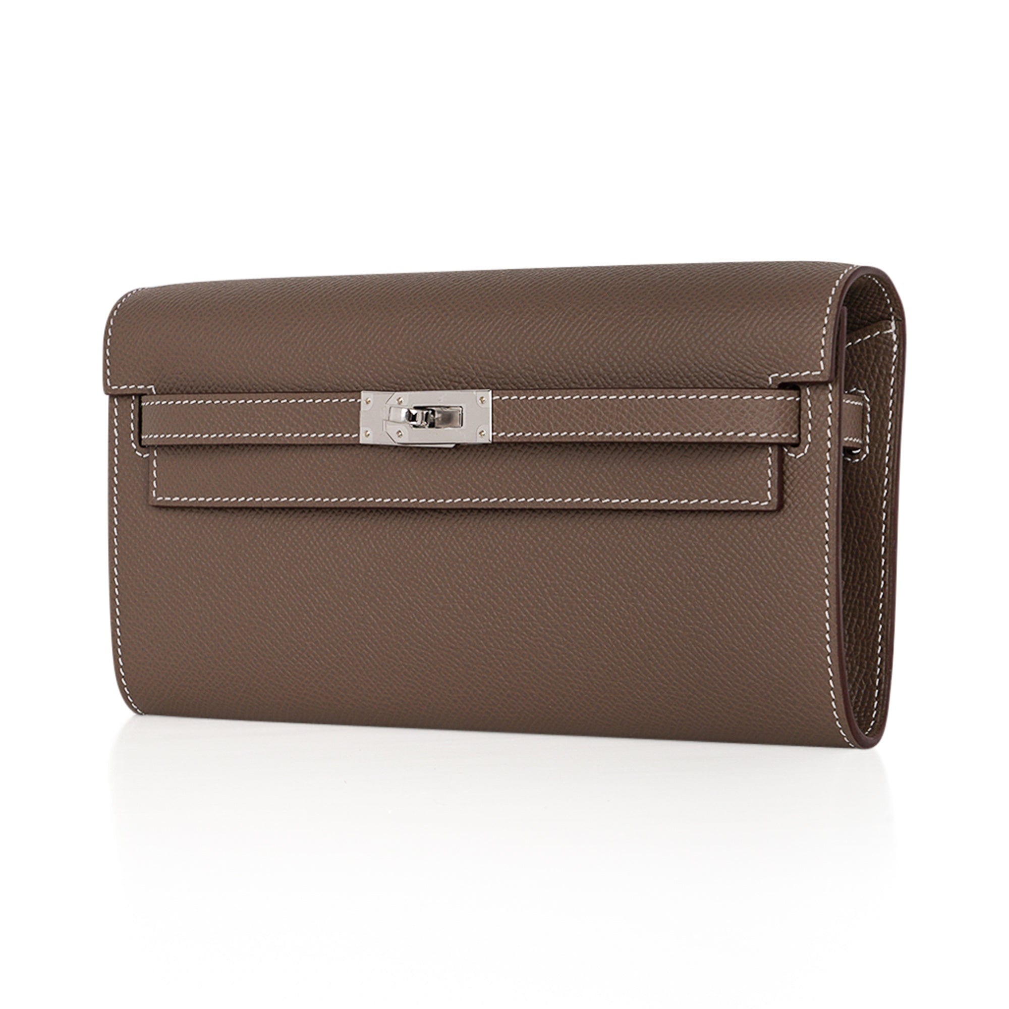 👜Kelly Classique To Go Wallet Etoupe Epsom Palladium Hardware New w/Box