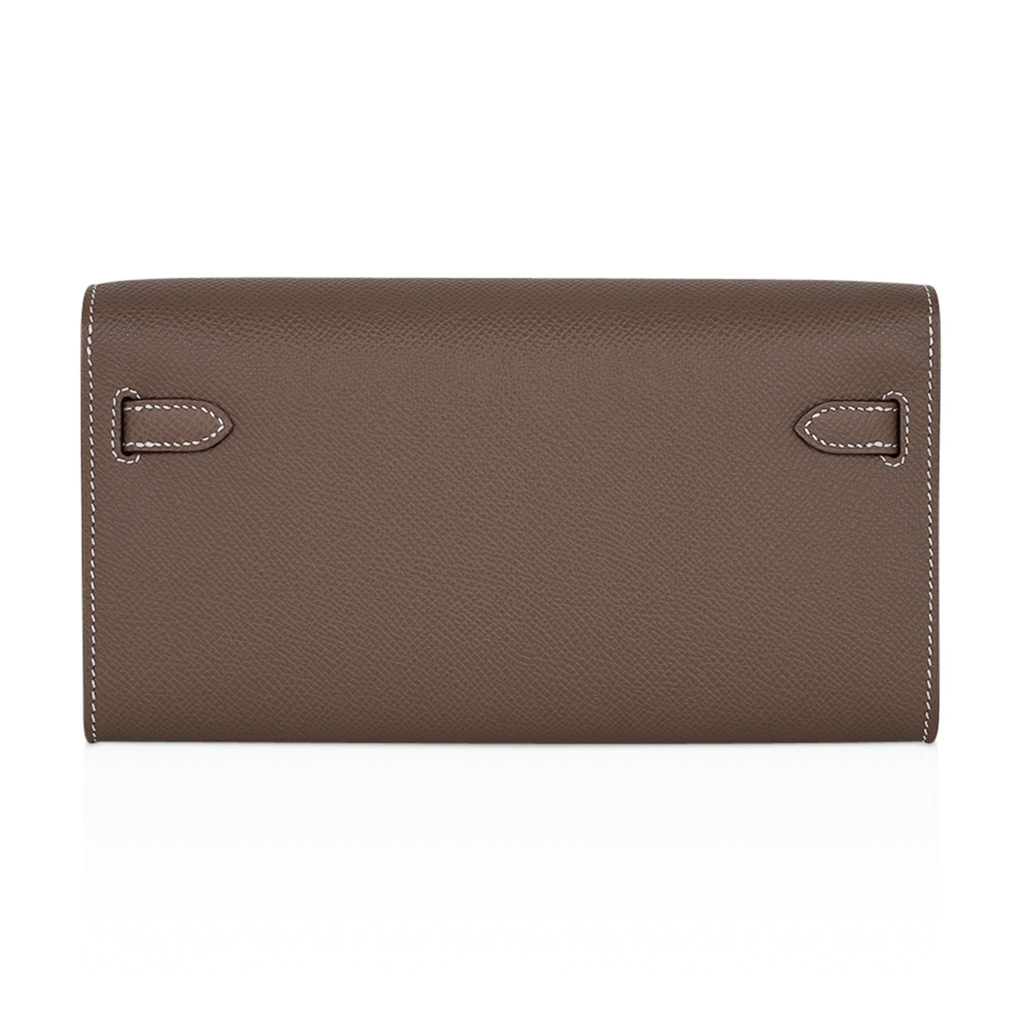 👜Kelly Classique To Go Wallet Etoupe Epsom Palladium Hardware New w/Box
