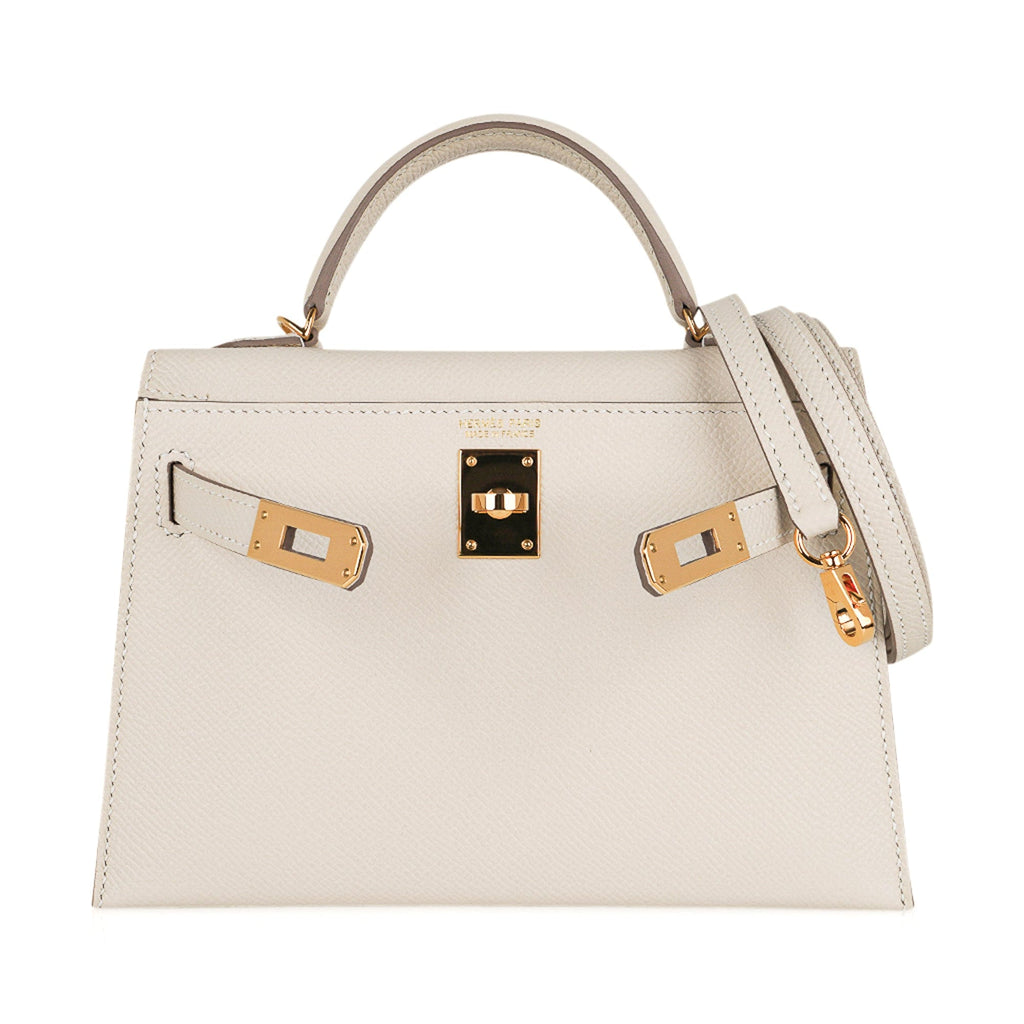 👜Kelly 20 Mini Sellier Bag Craie Epsom Leather Gold Hardware