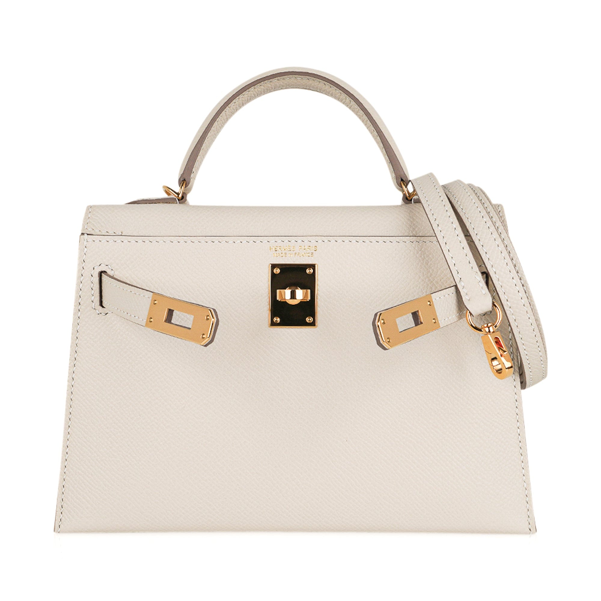 👜Kelly 20 Mini Sellier Bag Craie Epsom Leather Gold Hardware