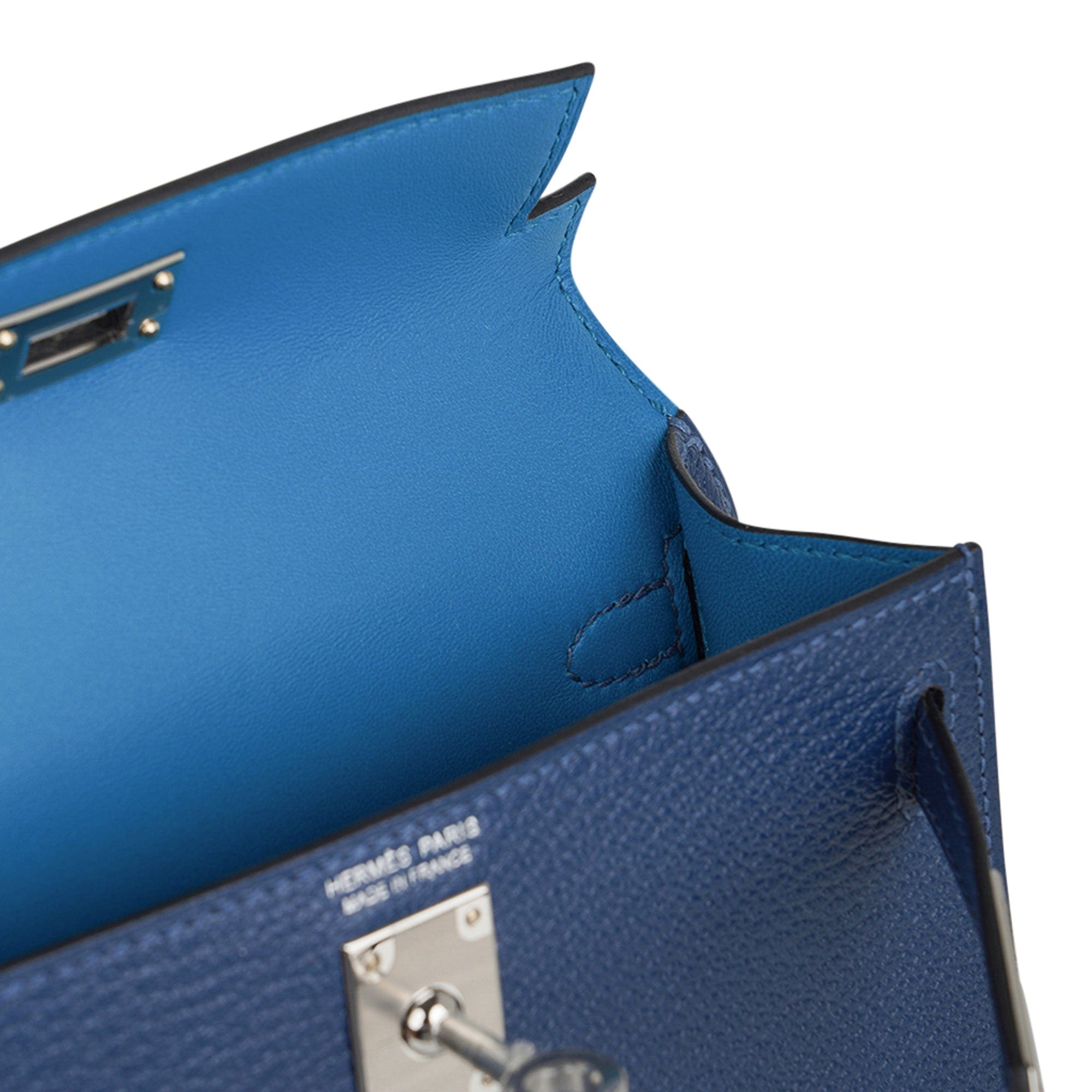 👜Special Order HSS Verso Mini Kelly 20 Sellier Bag Deep Bleu & Bleu Izmir Epsom Leather with Palladium Hardware