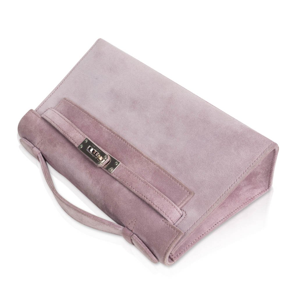 👜Kelly Pochette Lilac Doblis Suede Palladium