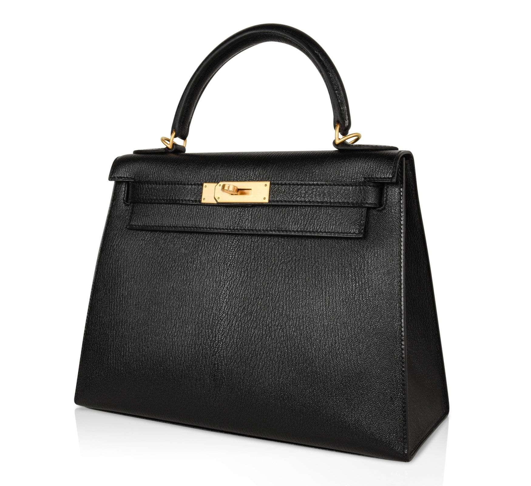 👜Kelly HSS 28 Bag Sellier Black Chevre Vermillion Interior Brushed Gold