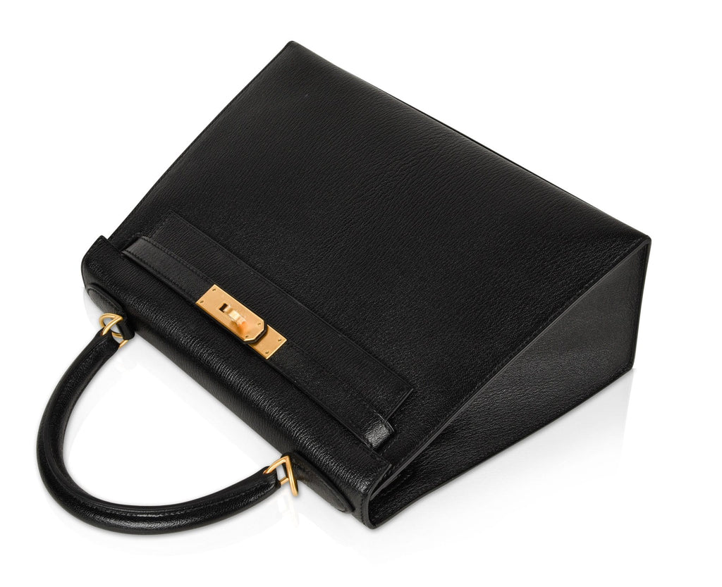 👜Kelly HSS 28 Bag Sellier Black Chevre Vermillion Interior Brushed Gold
