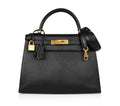 👜Kelly HSS 28 Bag Sellier Black Chevre Vermillion Interior Brushed Gold