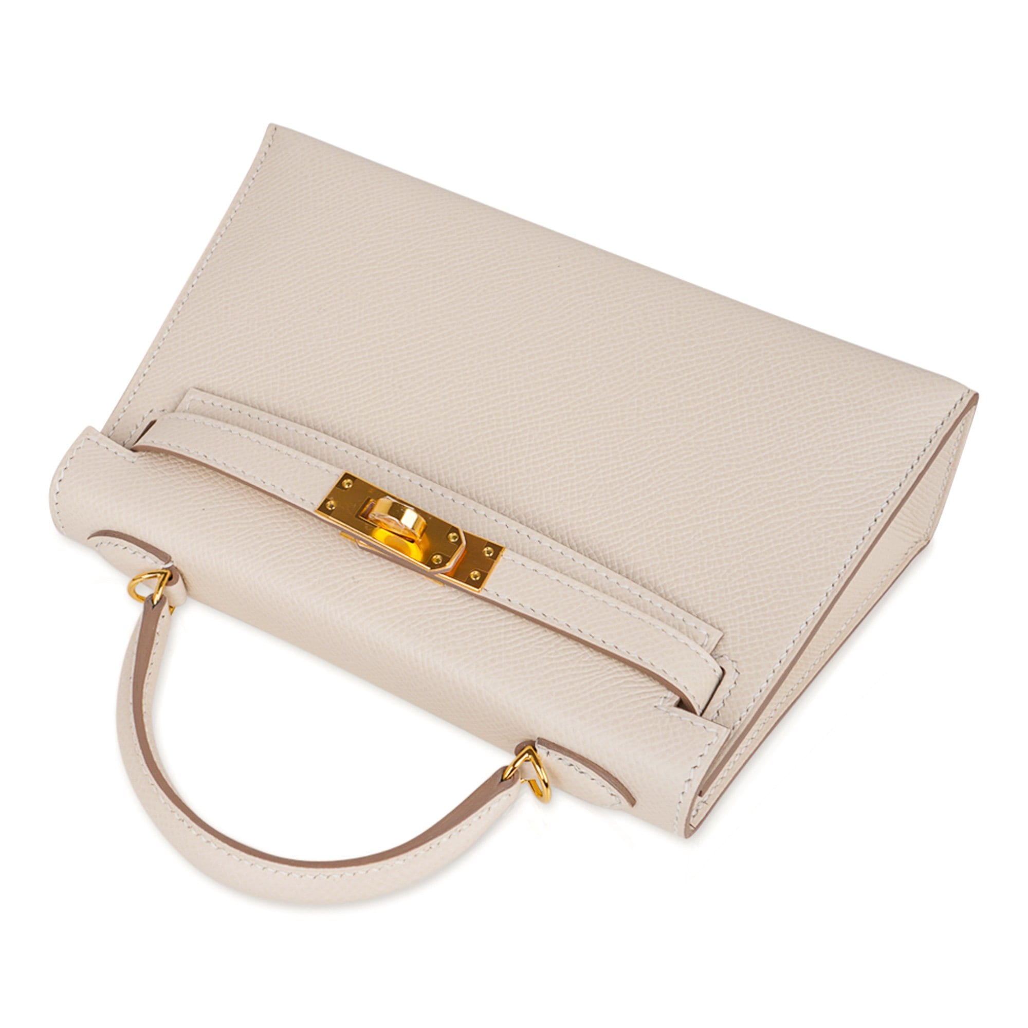 👜Kelly 20 Mini Sellier Bag Craie Epsom Leather with Gold Hardware