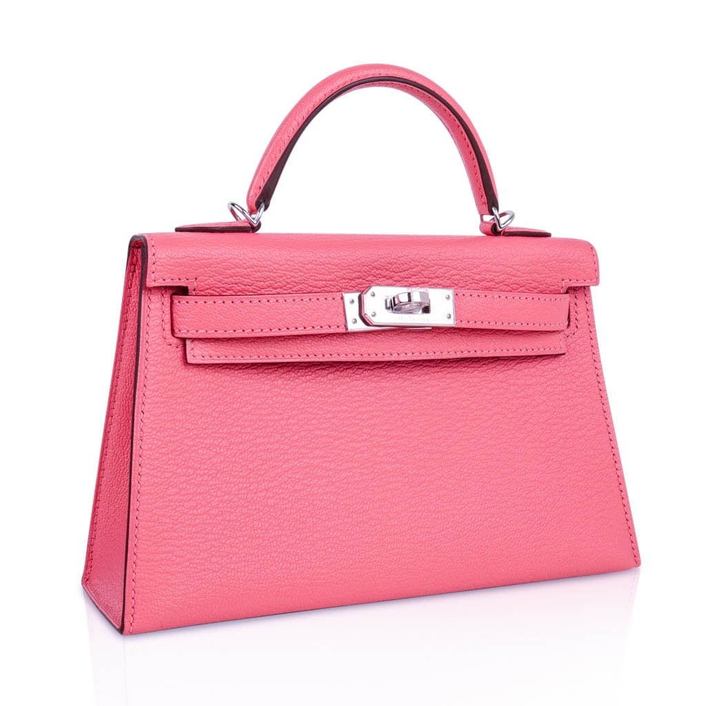 👜Kelly 20 Mini Sellier Bag Rose Lipstick Chevre Leather Palladium Hardware