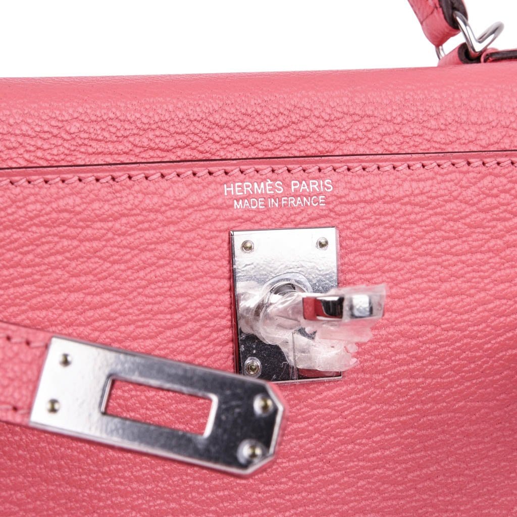👜Kelly 20 Mini Sellier Bag Rose Lipstick Chevre Leather Palladium Hardware