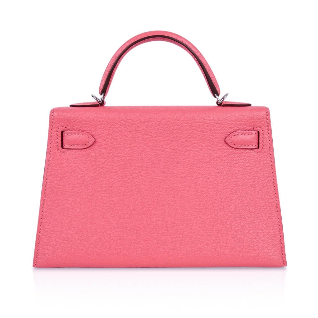 👜Kelly 20 Mini Sellier Bag Rose Lipstick Chevre Leather Palladium Hardware