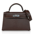 👜Kelly 20 Bi-Color Mini Sellier Bag Havane / Etrusque Chevre Palladium