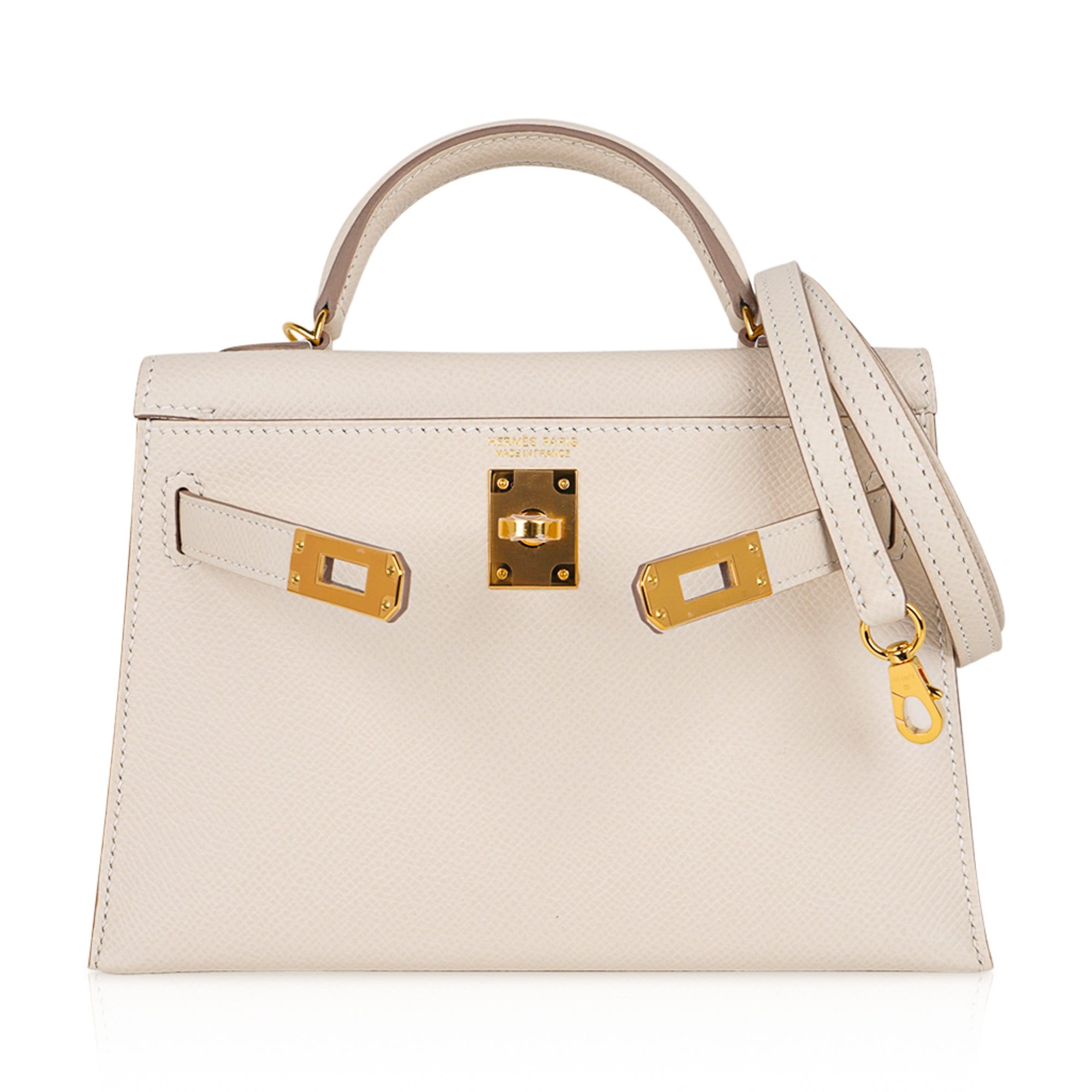 👜Kelly 20 Mini Sellier Bag Craie Epsom Leather with Gold Hardware