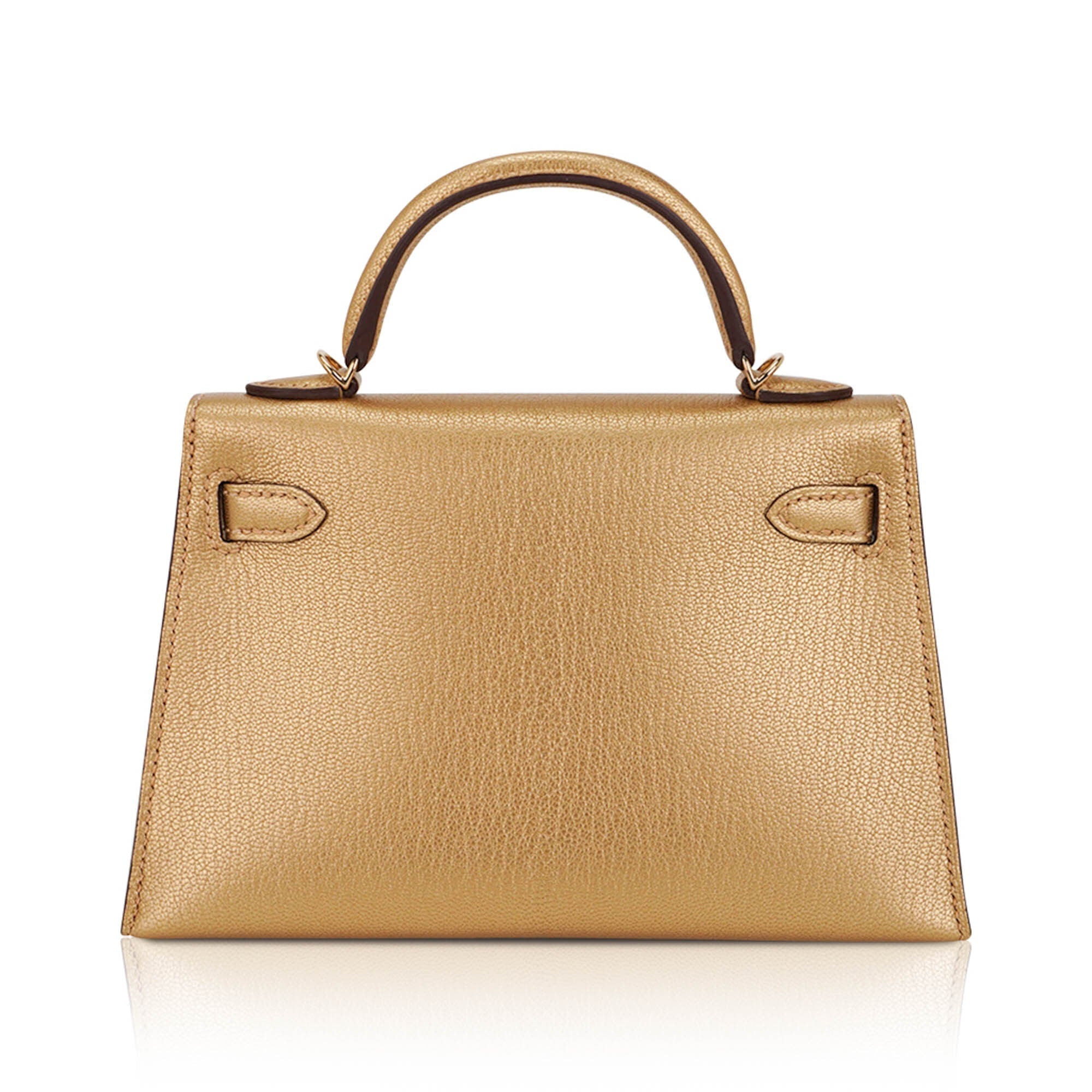 👜Kelly Sellier 20 Metallic Dore Chevre Chamkilight Permabrass Hardware