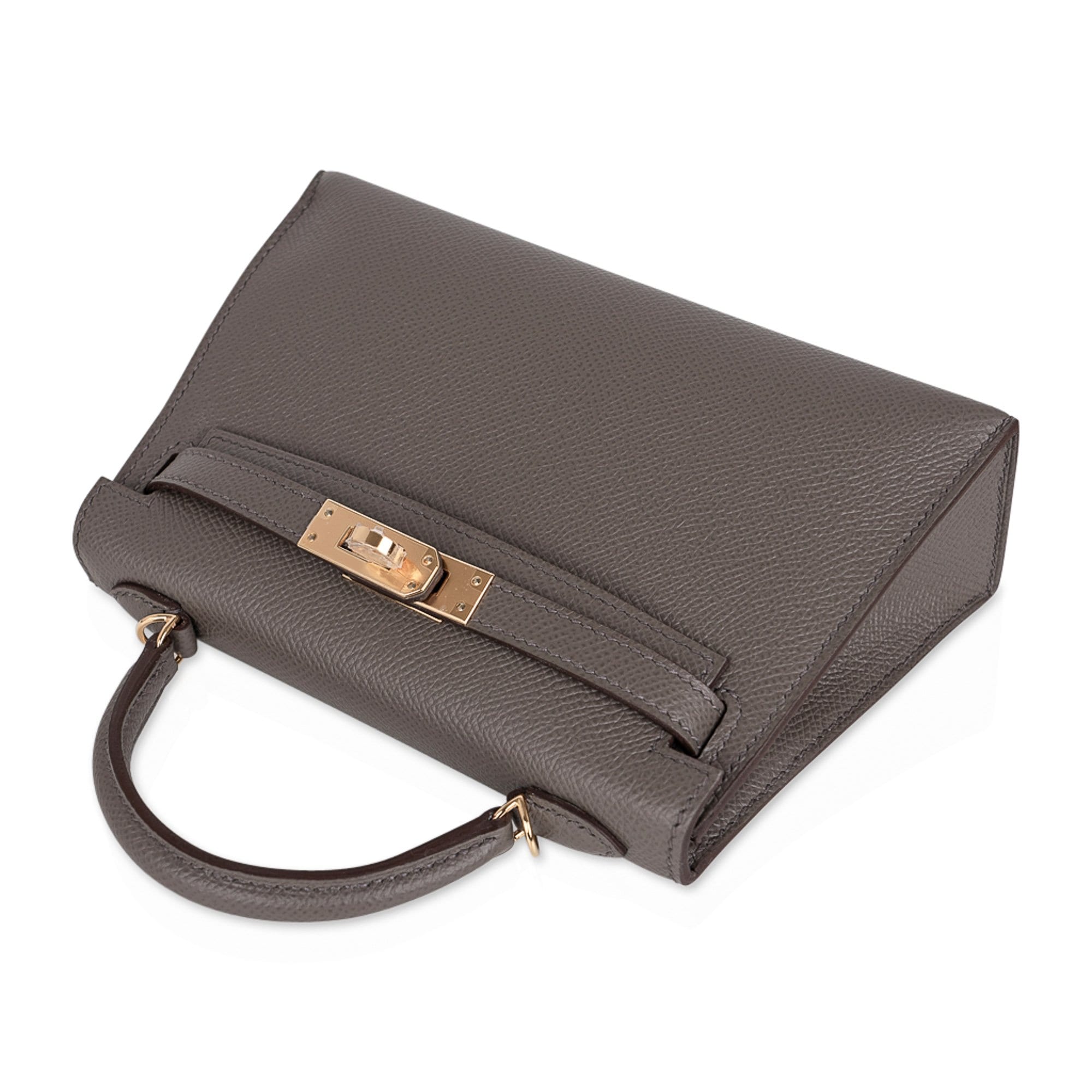 👜Kelly 20 Mini Sellier Bag Etain Epsom Leather Gold Hardware New w/Box