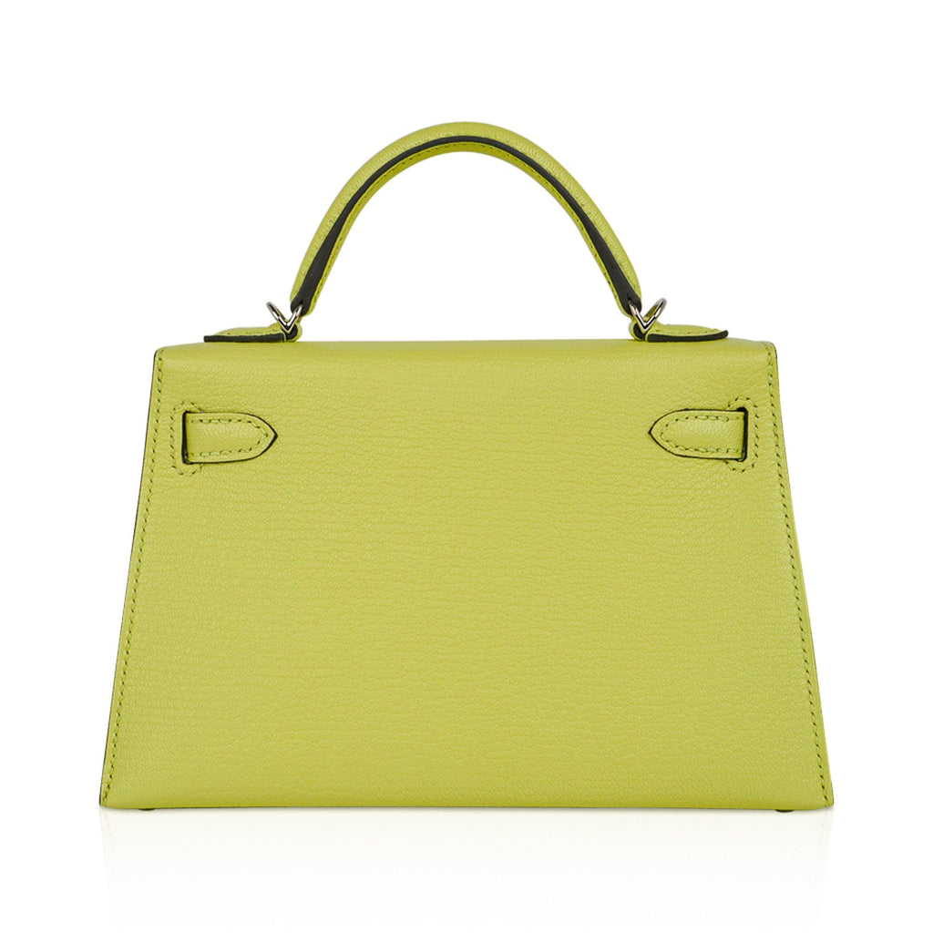 👜Mini Kelly 20 Bag Sellier Jaune Bourgeon Chevre Leather with Palladium Hardware