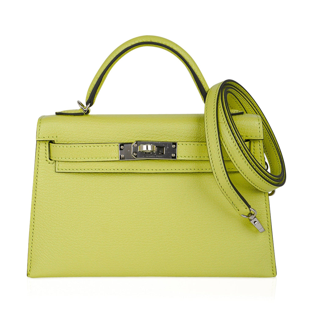 👜Mini Kelly 20 Bag Sellier Jaune Bourgeon Chevre Leather with Palladium Hardware