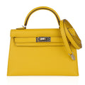 👜Verso Mini Kelly 20 Bag Sellier Jaune de Naples & Gold Chevre Leather with Palladium Hardware