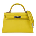 👜Kelly 20 Mini Sellier Bag Lime Chevre Leather Palladium New w/Box
