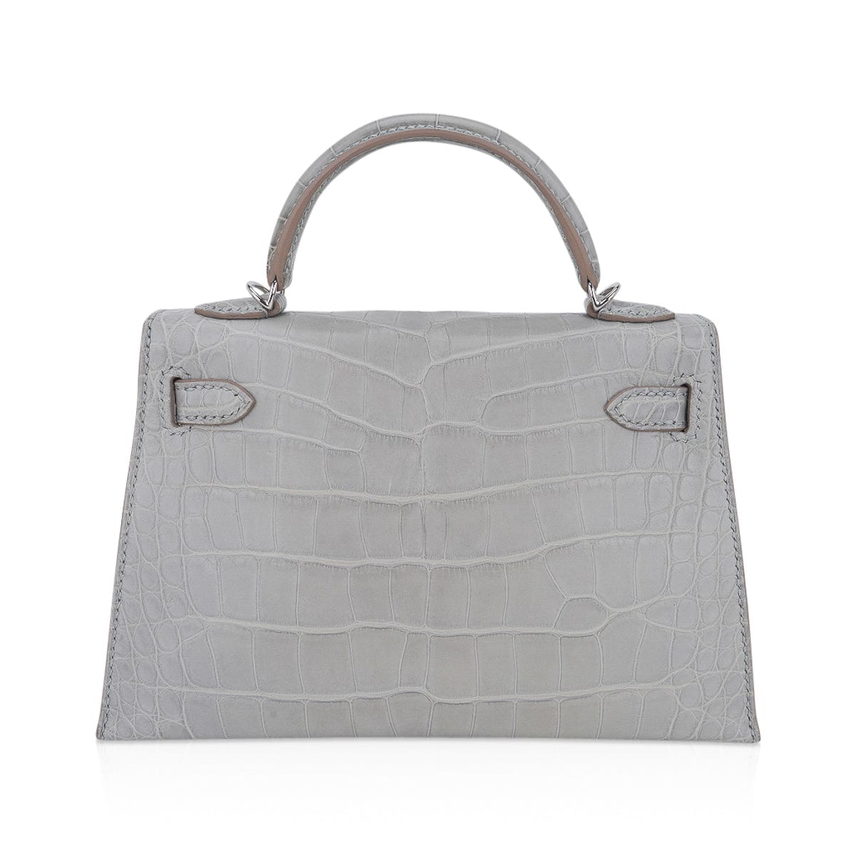 👜Limited Edition Mini Kelly 20 Sellier Matte Gris Perle Alligator Bag Palladium Hardware