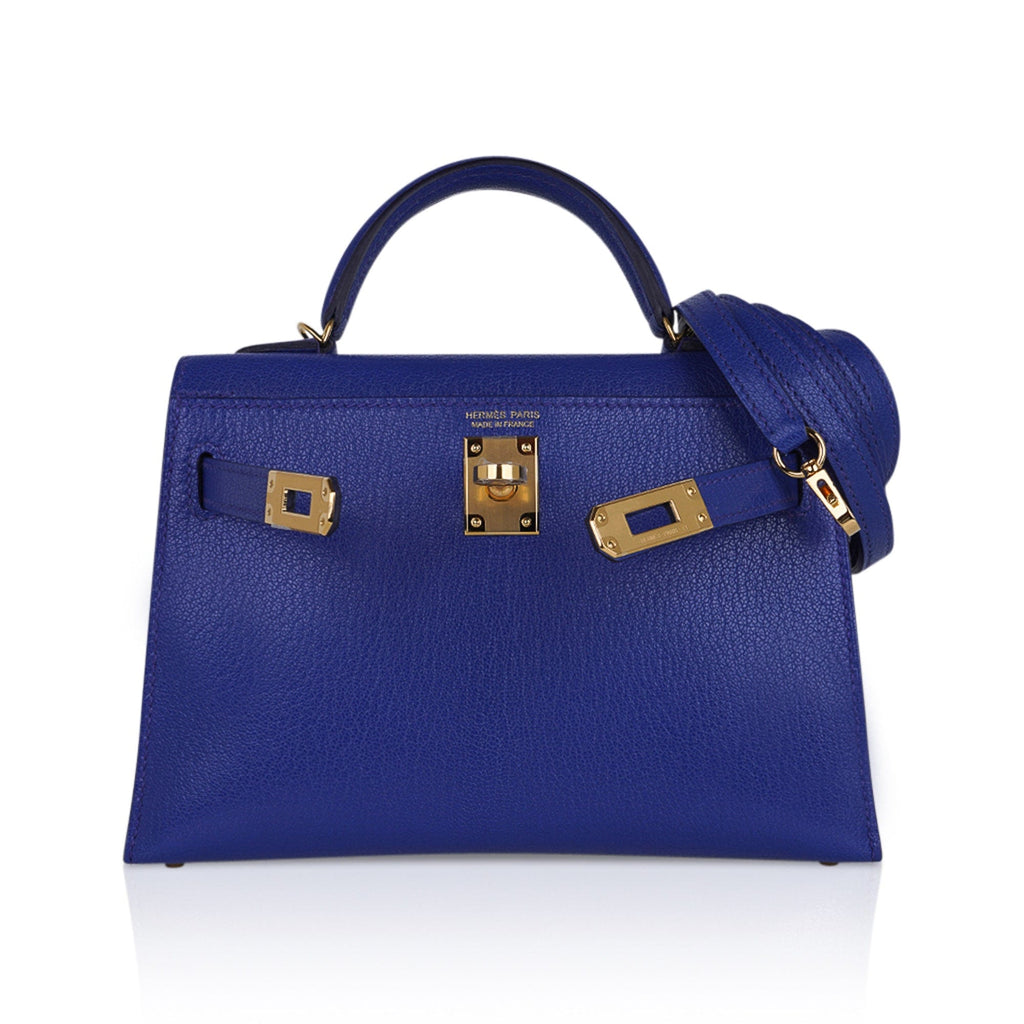 👜Kelly 20 Mini Sellier Bag Blue de Royal Chevre Leather Gold Hardware