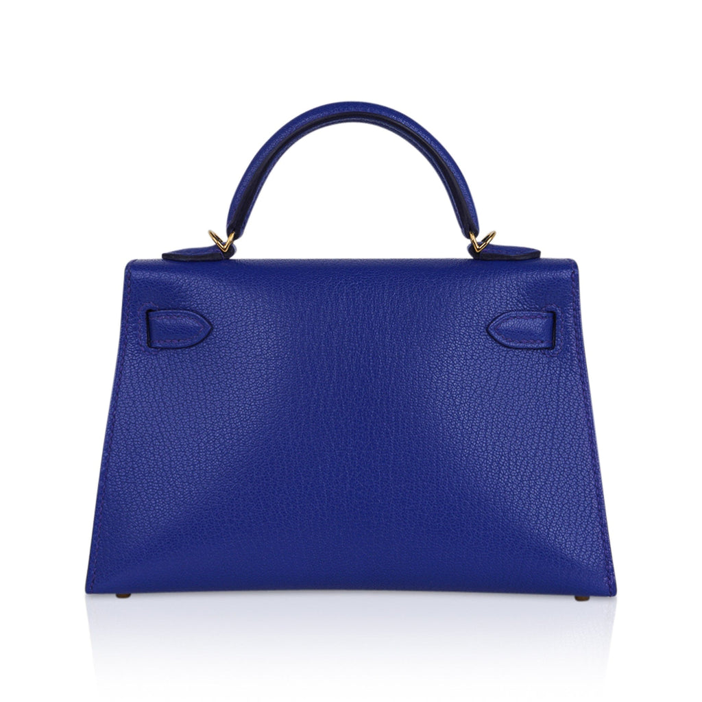 👜Kelly 20 Mini Sellier Bag Blue de Royal Chevre Leather Gold Hardware