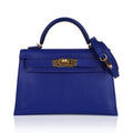 👜Kelly 20 Mini Sellier Bag Blue de Royal Chevre Leather Gold Hardware