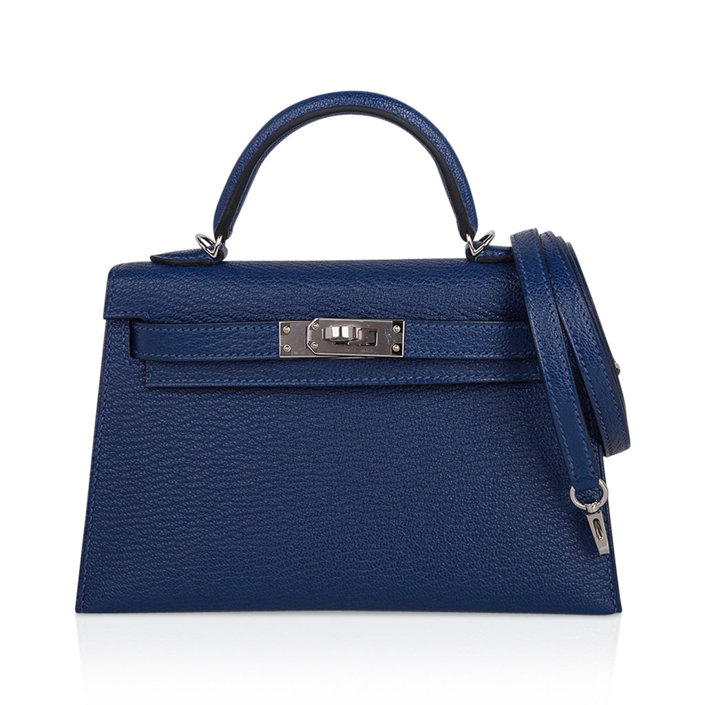 👜Special Order HSS Verso Mini Kelly 20 Sellier Bag Deep Bleu & Bleu Izmir Epsom Leather with Palladium Hardware