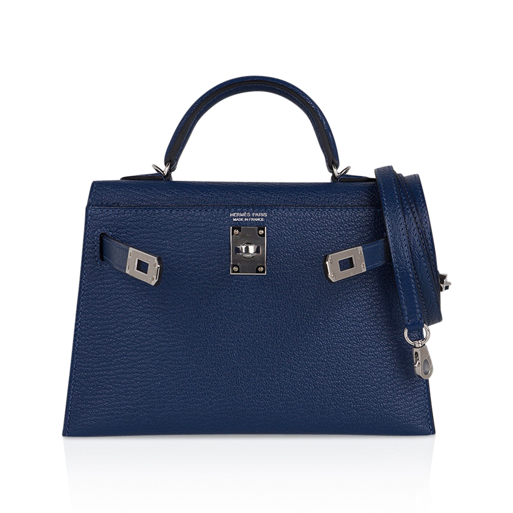 👜Special Order HSS Verso Mini Kelly 20 Sellier Bag Deep Bleu & Bleu Izmir Epsom Leather with Palladium Hardware