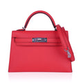👜Mini Kelly 20 Bag Sellier Rose Texas Epsom with Palladium Hardware