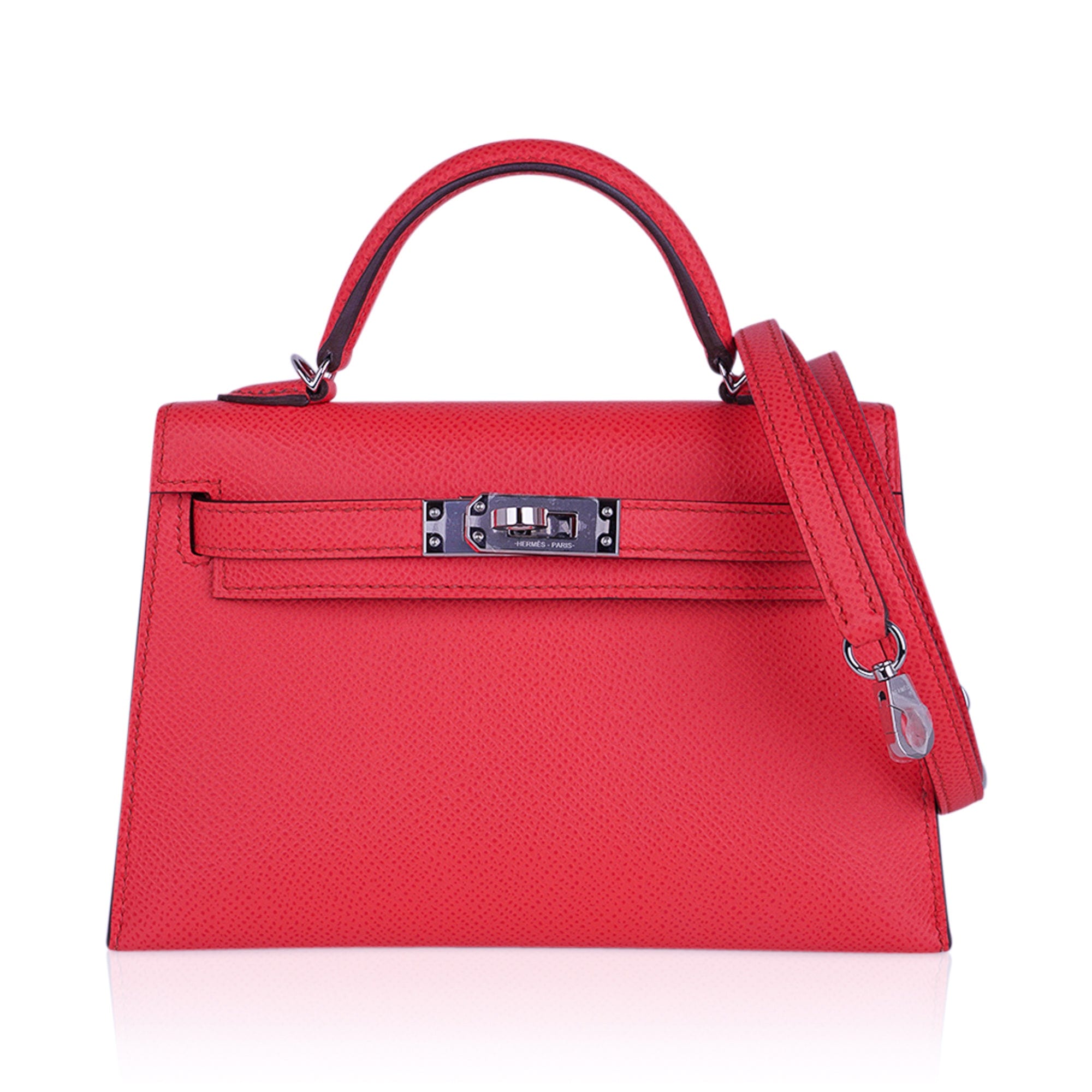 👜Mini Kelly 20 Bag Sellier Rose Texas Epsom with Palladium Hardware