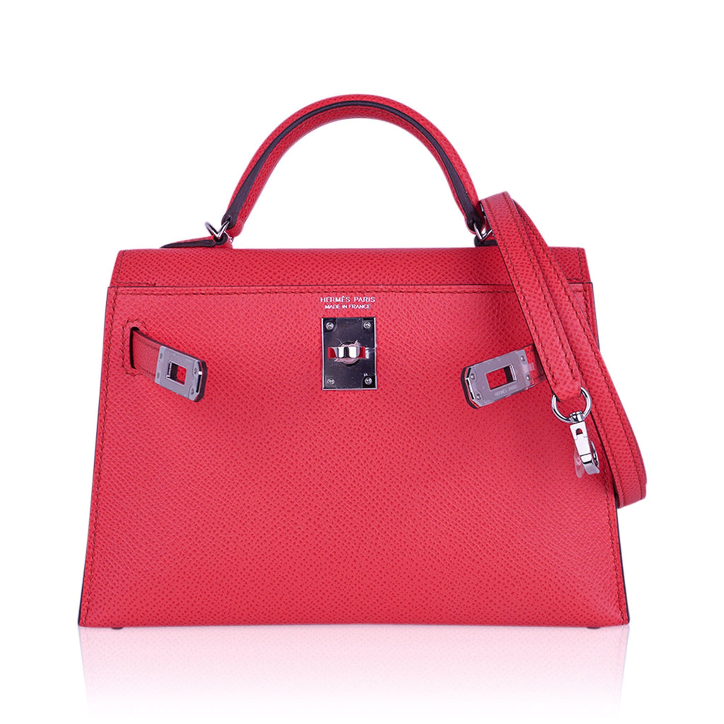 👜Mini Kelly 20 Bag Sellier Rose Texas Epsom with Palladium Hardware