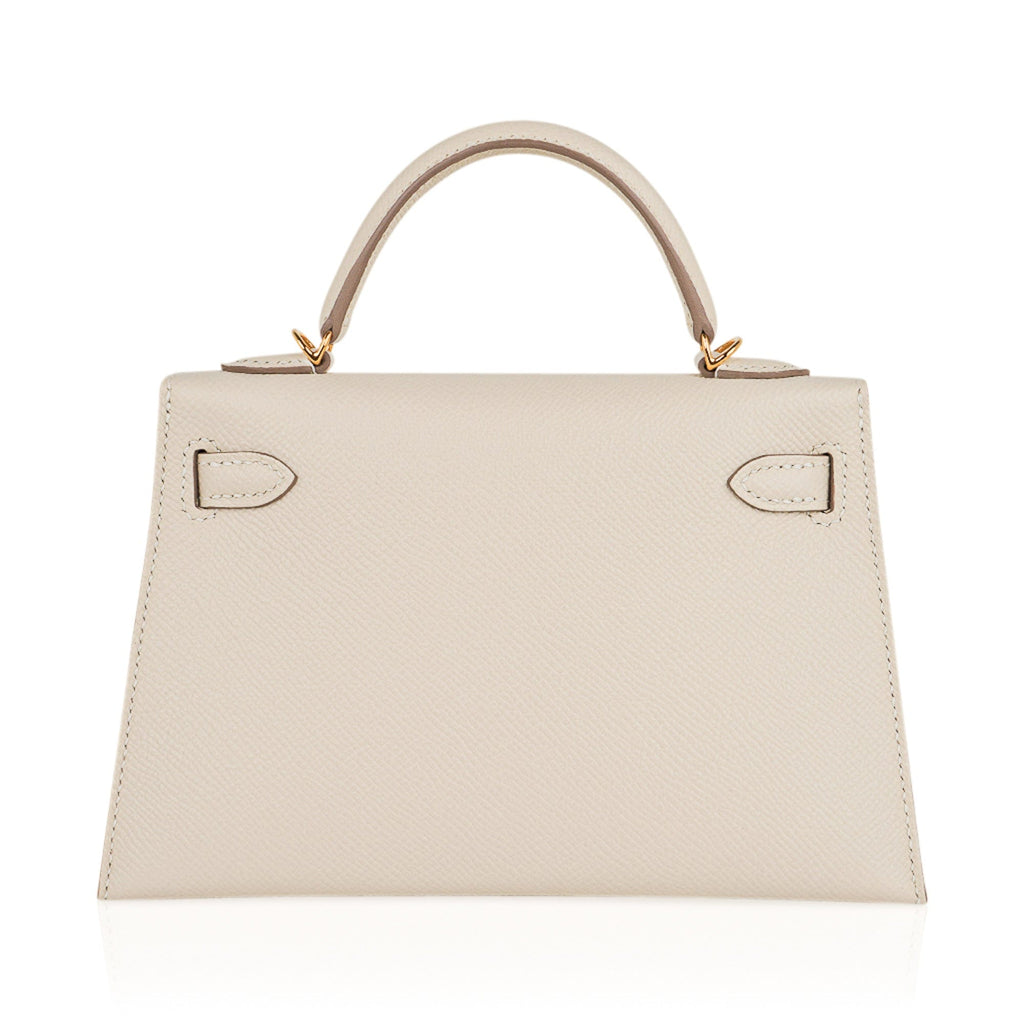 👜Kelly 20 Mini Sellier Bag Craie Epsom Leather Gold Hardware