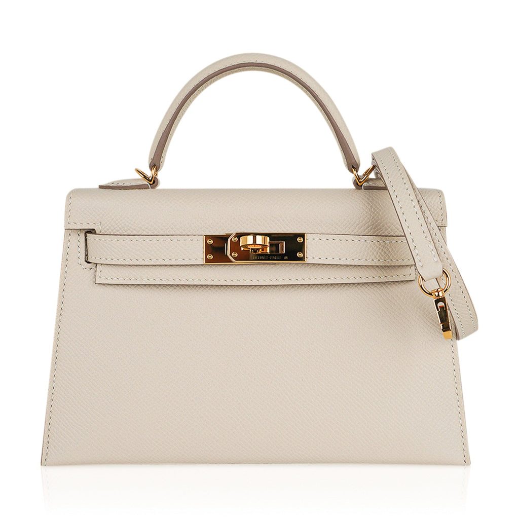 👜Kelly 20 Mini Sellier Bag Craie Epsom Leather Gold Hardware