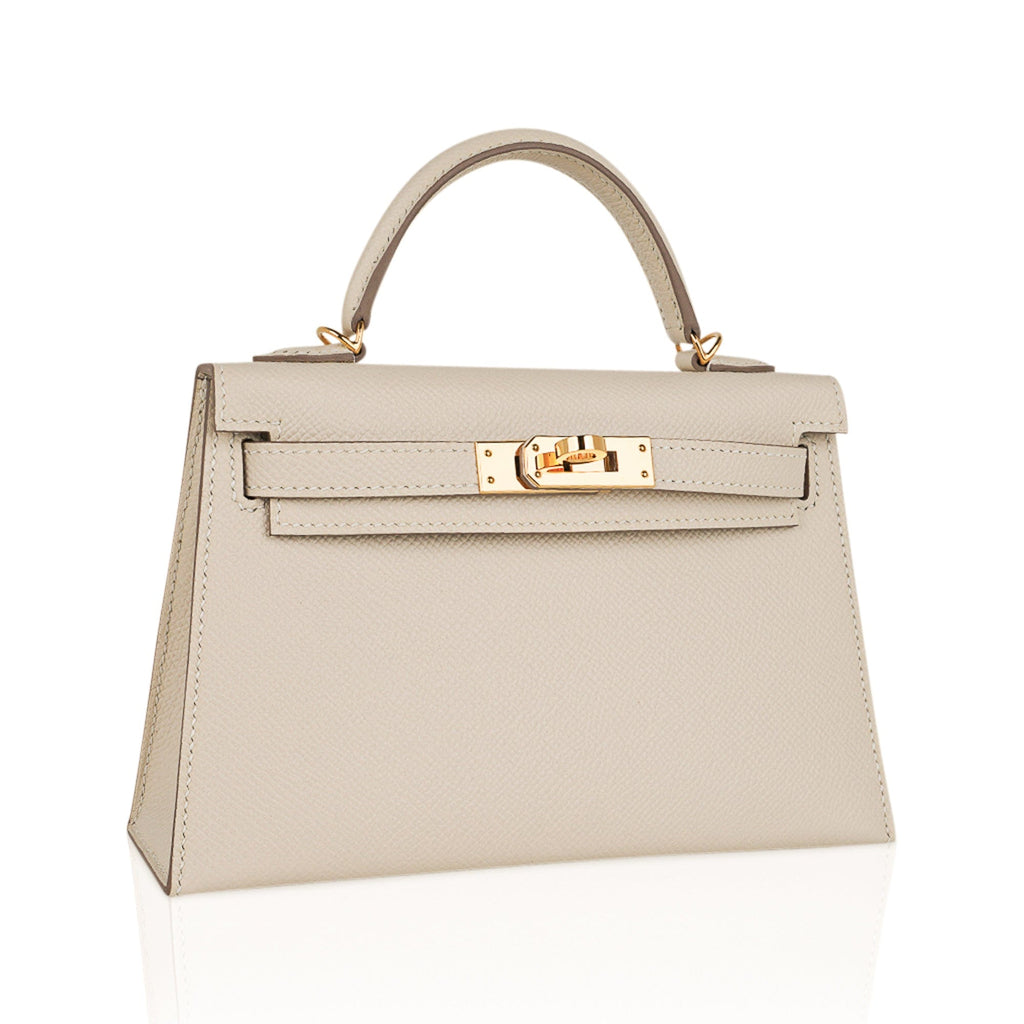 👜Kelly 20 Mini Sellier Bag Craie Epsom Leather Gold Hardware