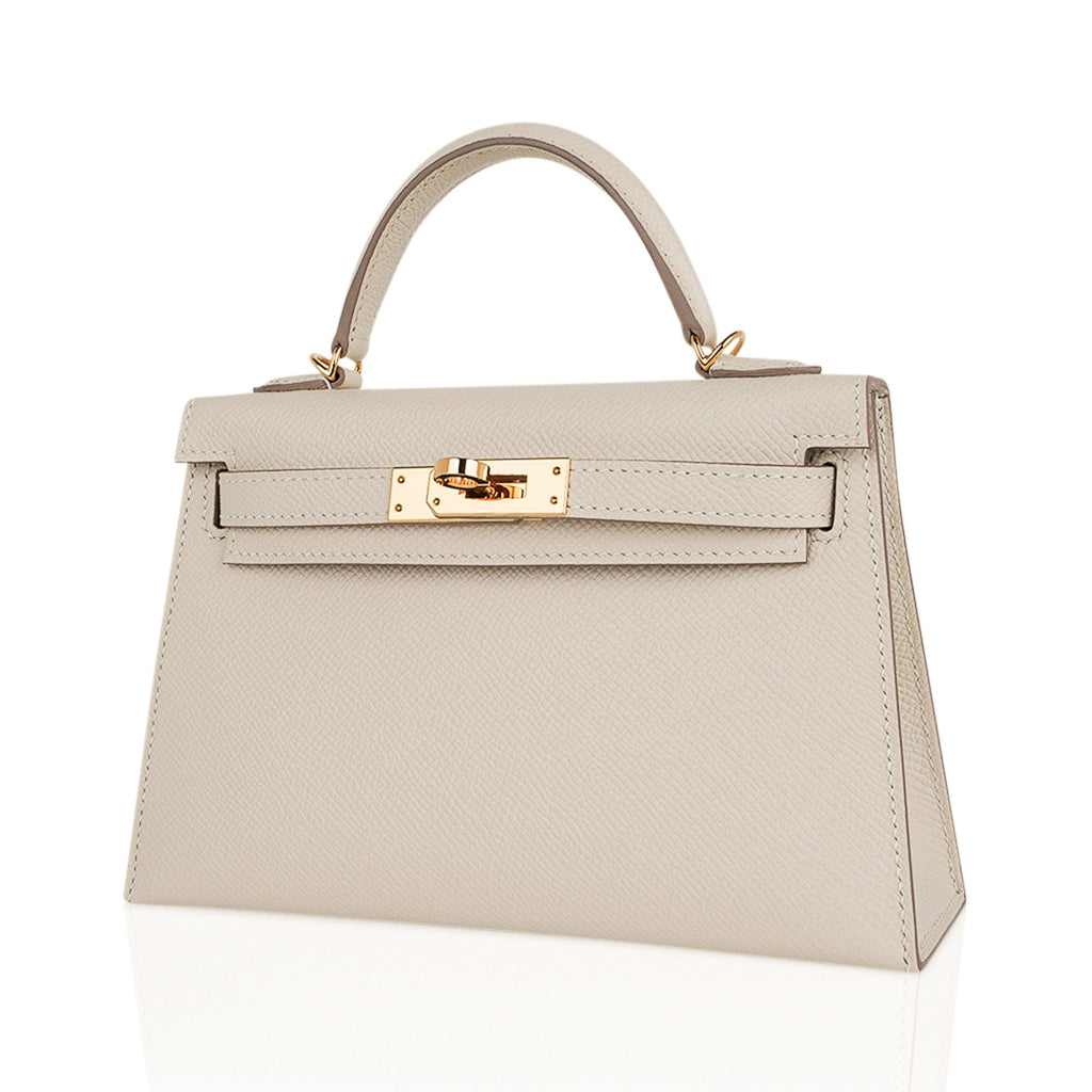 👜Kelly 20 Mini Sellier Bag Craie Epsom Leather Gold Hardware