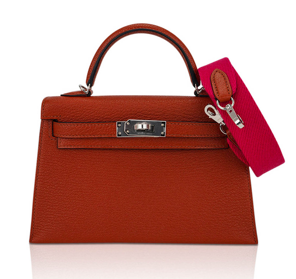👜Mini Kelly 20 Bag Sellier Cuivre Chevre Leather with Palladium Hardware
