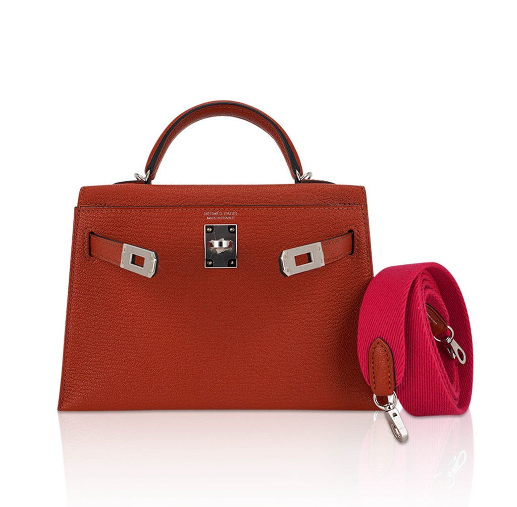 👜Mini Kelly 20 Bag Sellier Cuivre Chevre Leather with Palladium Hardware