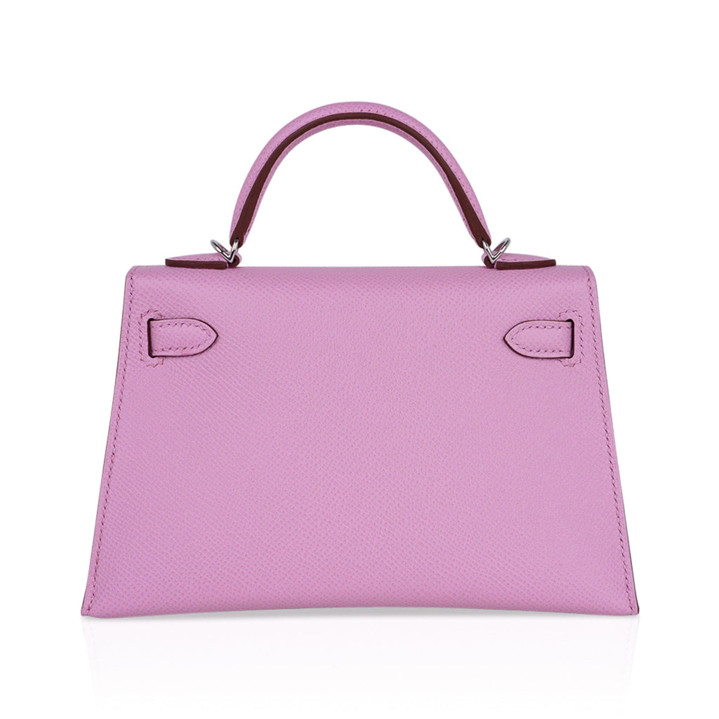 👜Mini Kelly 20 Bag Sellier Mauve Sylvestre Epsom with Palladium Hardware