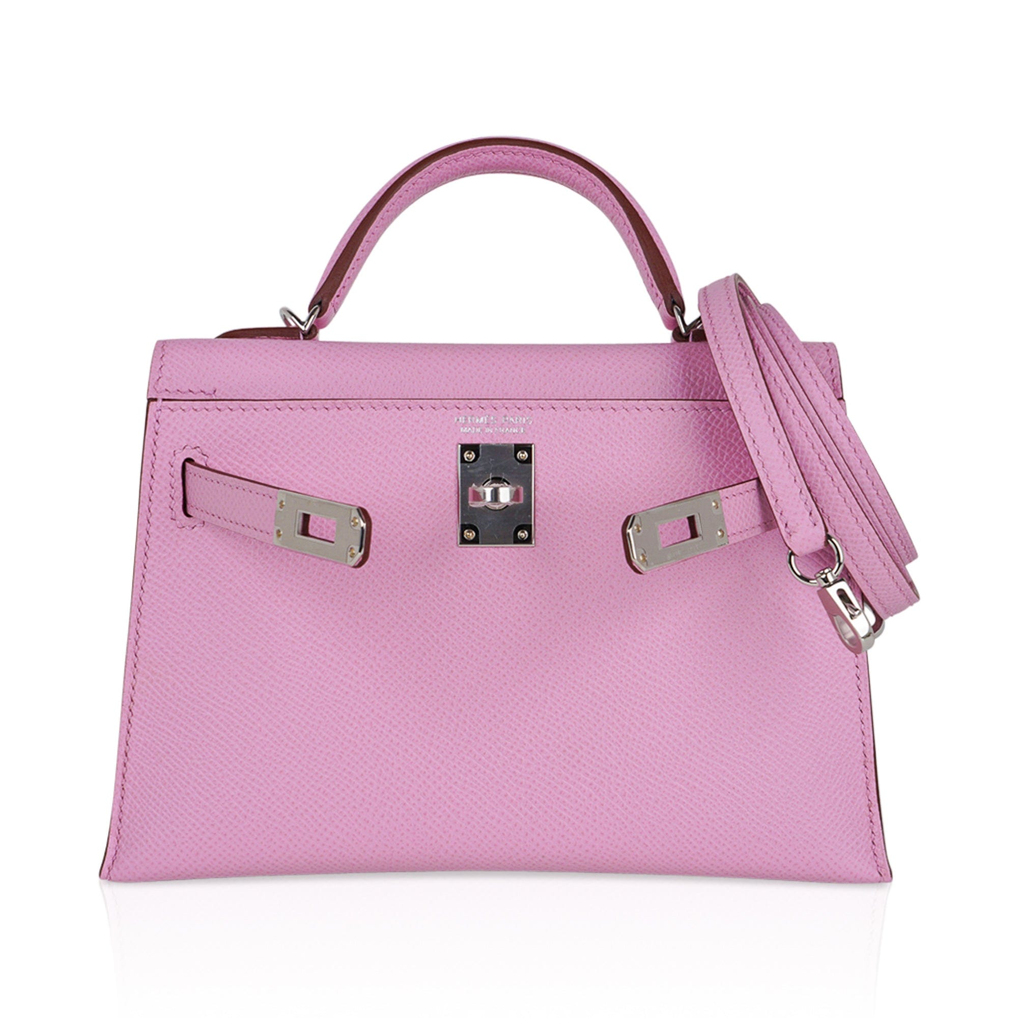 👜Mini Kelly 20 Bag Sellier Mauve Sylvestre Epsom with Palladium Hardware