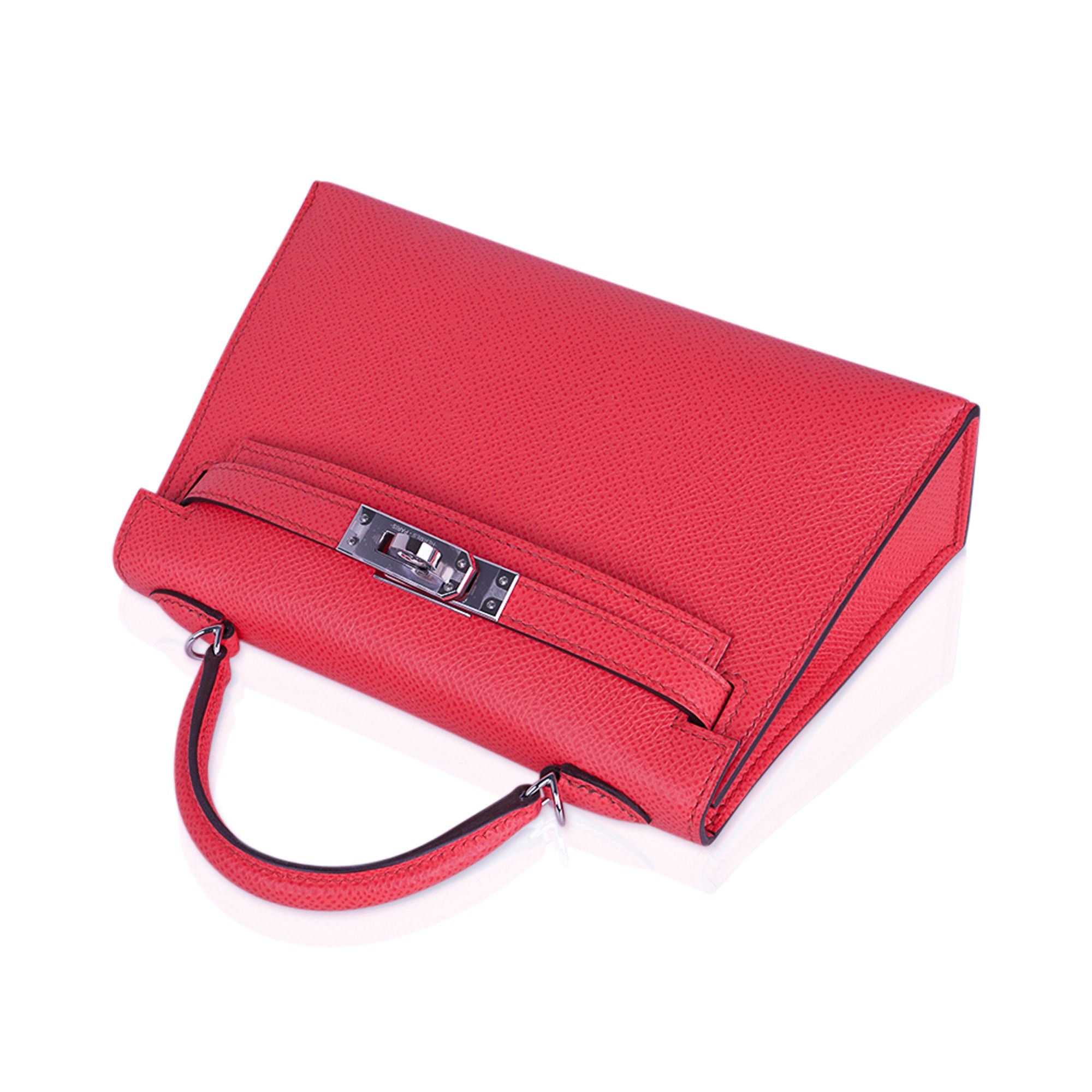 👜Mini Kelly 20 Bag Sellier Rose Texas Epsom with Palladium Hardware