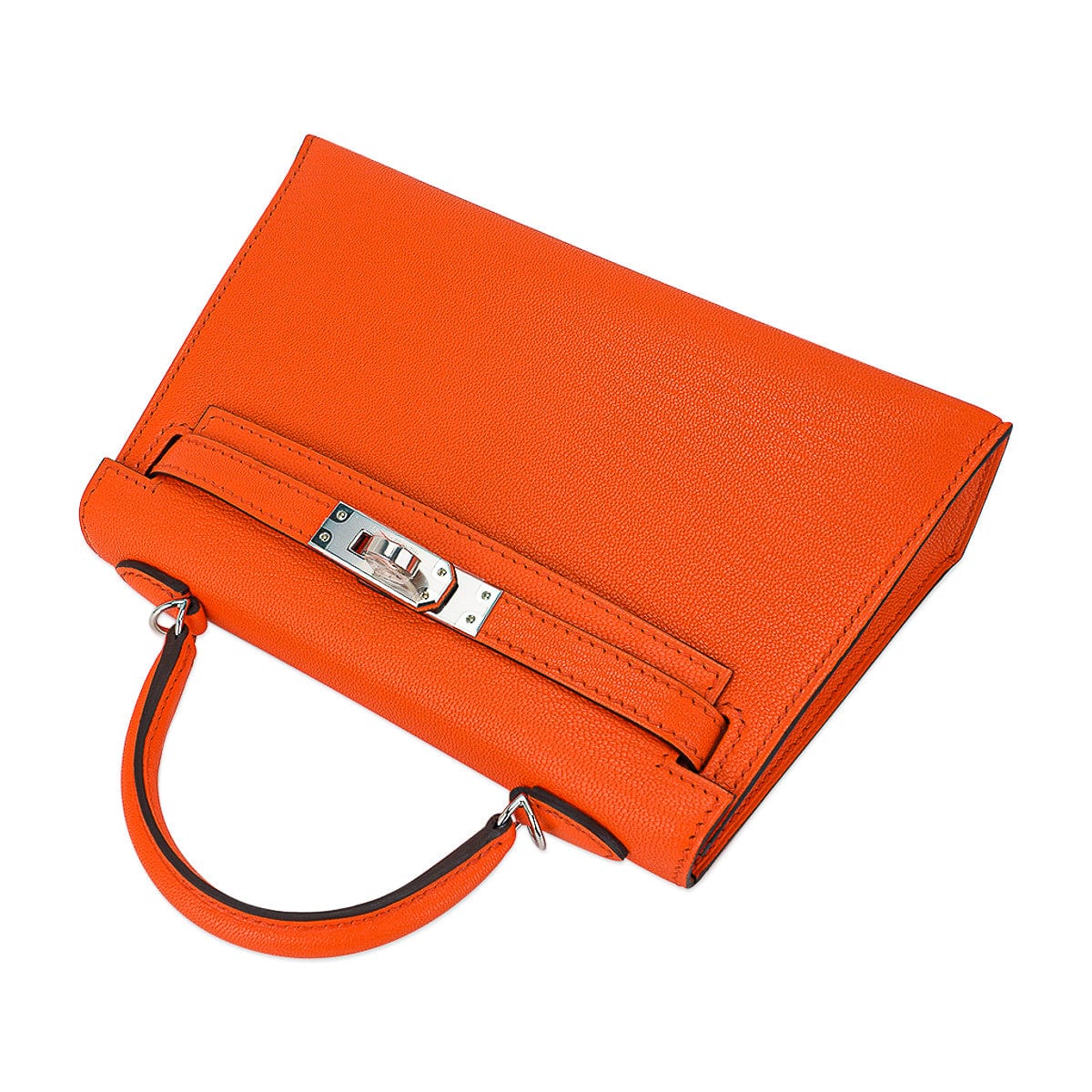 👜Verso Mini Kelly 20 Sellier Bag Feu & Terre Battue Chevre Leather with Palladium Hardware