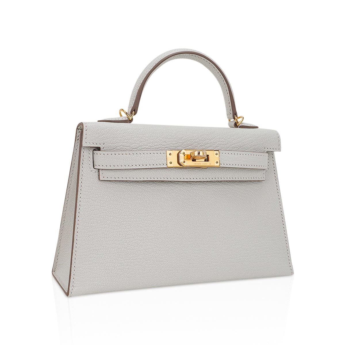 👜Mini Kelly 20 Bag Sellier Mushroom Chevre with Gold Hardware