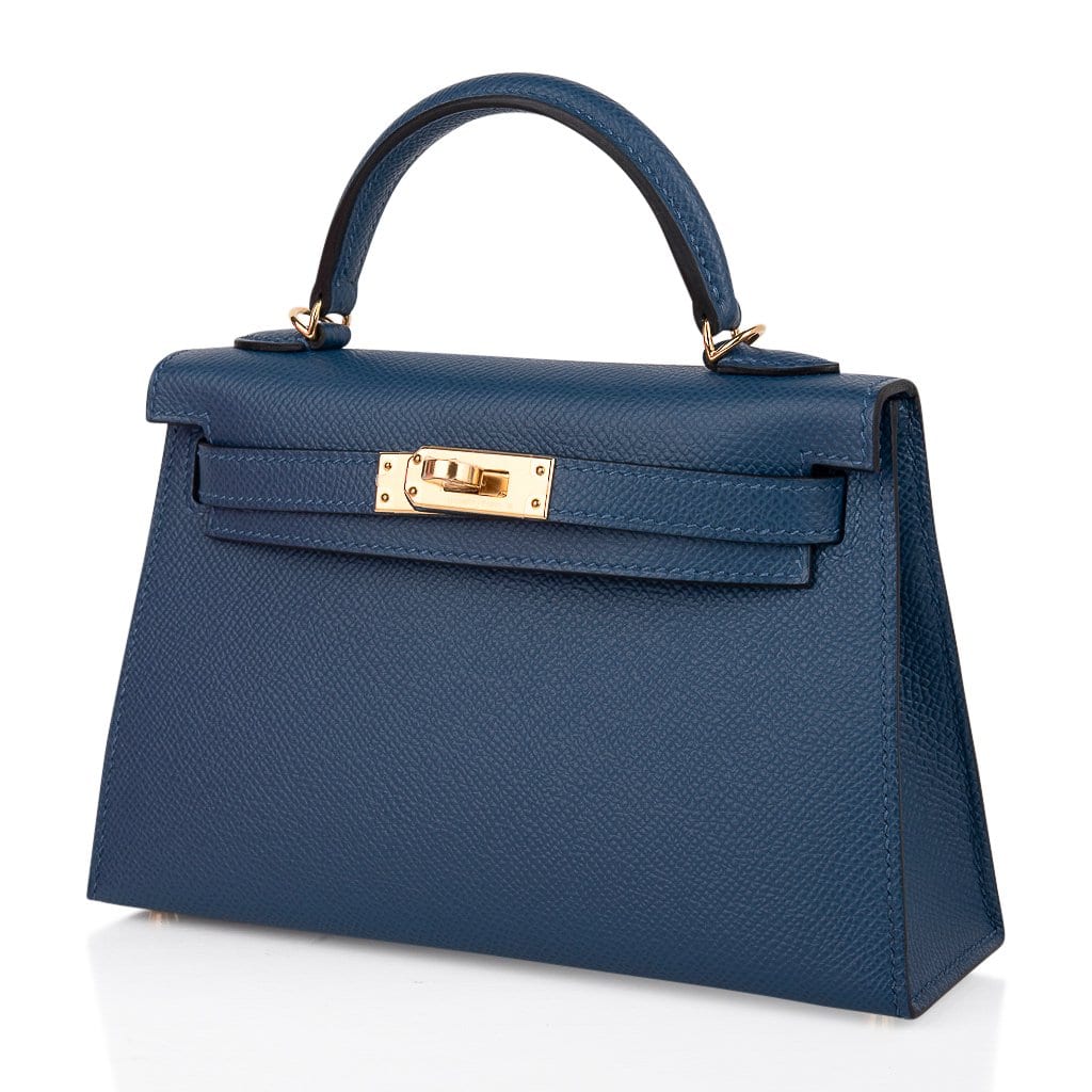 👜Kelly 20 Mini Sellier Bag Deep Blue Epsom Leather Gold Hardware
