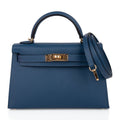 👜Kelly 20 Mini Sellier Bag Deep Blue Epsom Leather Gold Hardware