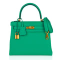 👜Kelly Retourne 25 Bag Menthe Togo Gold Hardware New w/Box